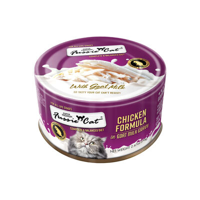 Fussie Cat Chicken Formula in Goat Milk Gravy Cat Can, 2.47-oz