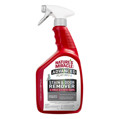 Nature's Miracle Cat Advanced Platinum Stain & Odor Remover & Virus Disinfectant Spray, 32-oz