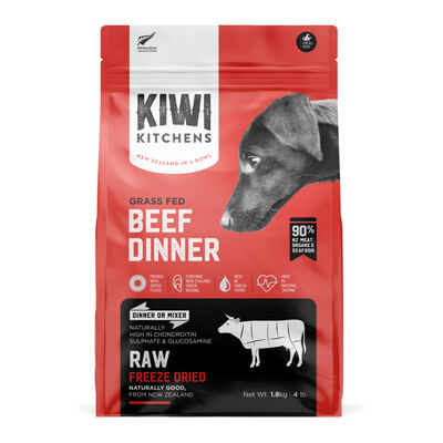 Kiwi Kitchens Raw Freeze Dried Beef Dinner Dog Food, 4-lb