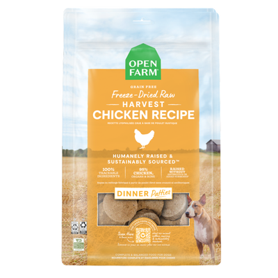Open Farm Freeze-Dried Raw Patties Harvest Chicken Recipe Dog Food, 10.5-oz