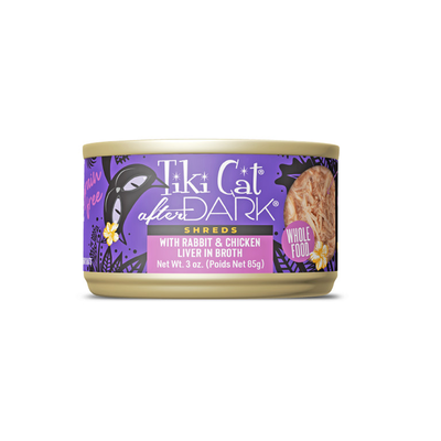 Tiki Cat After Dark Wet Cat Food Rabbit & Chicken Liver Shreds Can, 3-oz