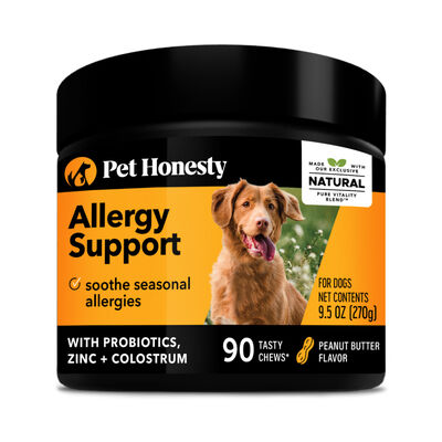 Pet Honesty Allergy Support Chews for Dogs, Peanut Butter, 90-count