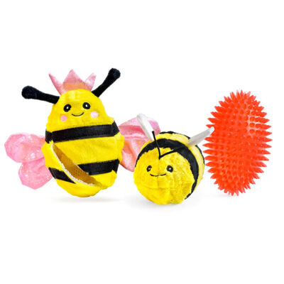 Patchwork Pet Prickles Queen Bee with Bumblebee Dog Toy, 6-in