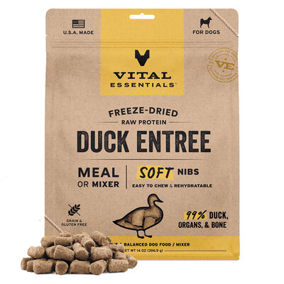 Vital Essentials Freeze-Dried Raw Duck Entree & Mixer Dog Food Soft Nibs, 14-oz