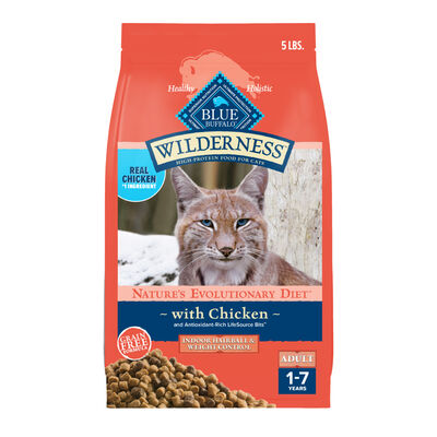 Blue Buffalo Wilderness Grain-Free High-Protein Chicken Indoor Hairball & Weight Control Adult Dry Cat Food, 5-lb