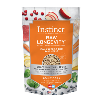Instinct Freeze-Dried Raw Longevity Adult Beef/Cod Bites Dog Food , 9.5-oz