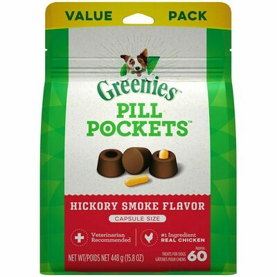Greenies - Pill Pockets Dog Capsule Adult Pill Compliance Hickory Smoke Soft Treat