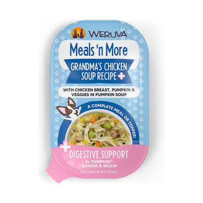 Weruva Meals 'n More Grandma's Chicken Soup Recipe Plus Digestive Support Wet Dog Food Cup, 3.5-oz
