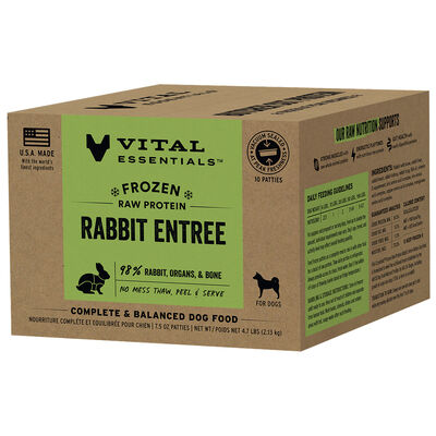 Vital Essentials Frozen Raw Rabbit Entree Dog Food Patties, 4.7-lbs