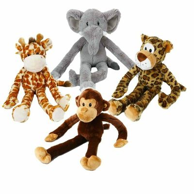Multipet Swingin' Safari Plush Assorted Colors Dog Toy (1-count), 19-in