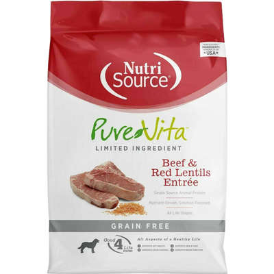PureVita Grain Free Beef & Red Lentils Dog, 25-lb