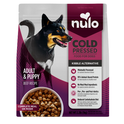 Nulo Cold Pressed Beef Recipe Grain-Free Puppy & Adult Dry Dog Food, 2.2LB Bag