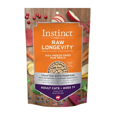 Instinct Freeze-Dried Raw Longevity Adult Ages 7+ Beef Bites Cat Food, 9.5-oz