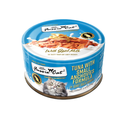 Fussie Cat Tuna with Small Anchovies in goat milk gravy Can, 2.47-oz