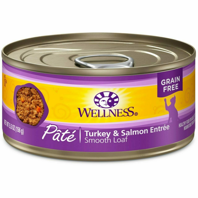 Wellness Complete Health Natural Grain Free Wet Canned Cat Food, Turkey & Salmon