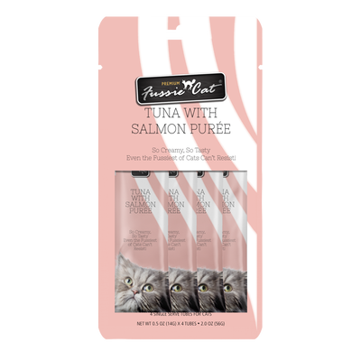 Fussie Cat Tuna with Salmon Puree, Pack of 4, 0.5-oz tubes