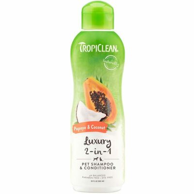Tropiclean Papaya & Coconut Luxury 2-In-1 Shampoo And Conditioner For Pets, 20-oz - Made In USA