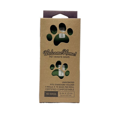 Welcome Home Dog and Pet Waste Certified Compostable Poop Bags (15 bags/roll - 60 bags total), 4 rolls