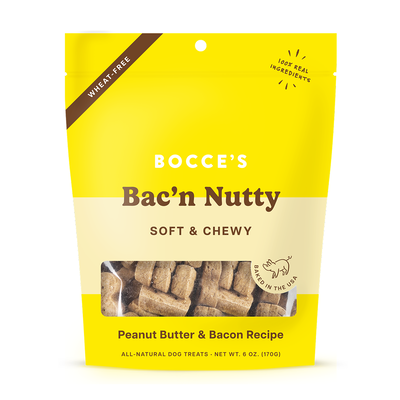 Bocce's Bakery Bac'n Nutty Soft & Chewy Dog Treats, 6-oz