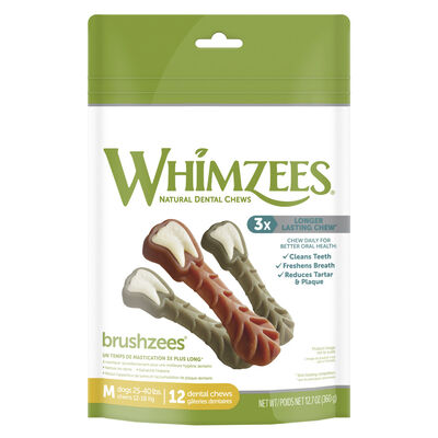 Whimzees Dog Brushzees Natural Dental Chews, Medium