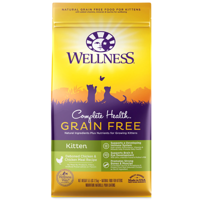 Wellness Complete Health Natural Grain Free Dry Kitten Food, Chicken & Chicken Recipe, 2.25-lb Bag