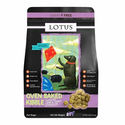 Lotus Grain-Free Lamb And Turkey Liver Oven-Baked Recipe Dry Dog Food, 20-lb