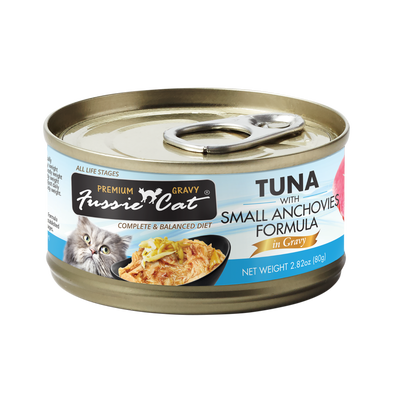 Fussie Cat Premium Tuna with Small Anchovies in gravy Can, 2.82-oz