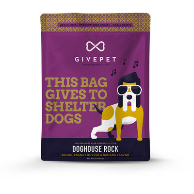 GivePet Doghouse Rock Dog Treat Bag, 11-oz