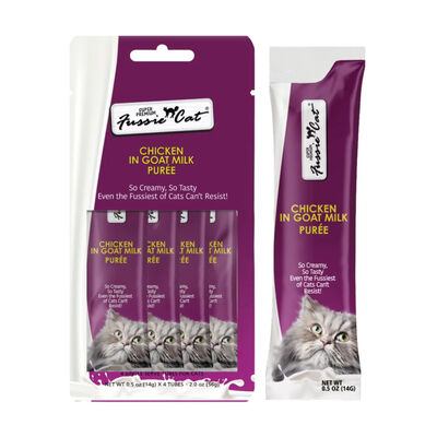 Fussie Cat Chicken in Goat Milk Purée, Pack of 4, 2-oz
