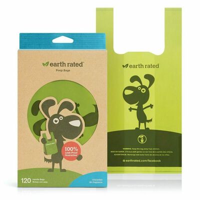 Earth Rated Dog Waste Bags, 120 Extra Thick And Strong Dog Bags For Poop With Easy-Tie Handles, Guaranteed Leak-Proof, Unscented, Dispense From The Box, Not On Rolls