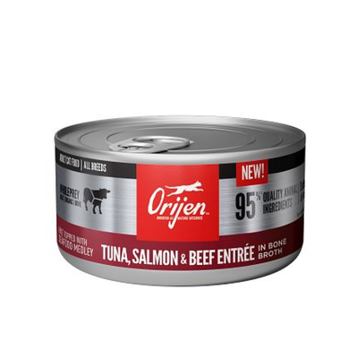 ORIJEN Tuna, Salmon + Beef Entrée in Bone Broth, 3-oz