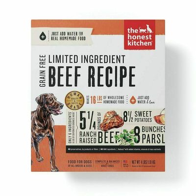 The Honest Kitchen Limited Ingredient Diet Beef Recipe Grain-Free Dehydrated Dog Food
