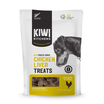 Kiwi Kitchens Raw Freeze Dried Chicken Liver Dog Treats, 4-oz