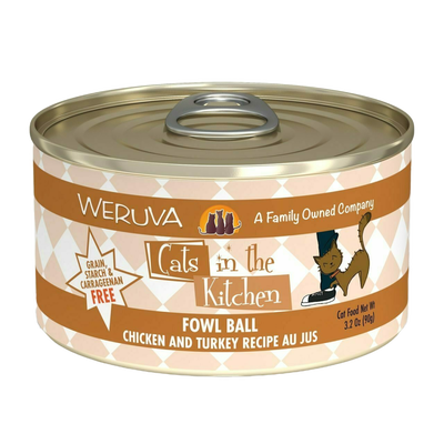 Weruva Cats In The Kitchen, Fowl Ball With Chicken & Turkey Au Jus Cat Food