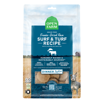Open Farm Freeze-Dried Raw Patties Surf & Turf Recipe Dog Food, 17.5-oz