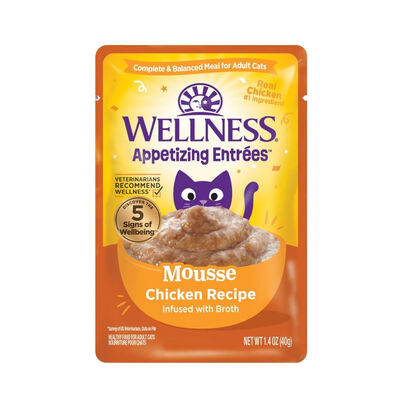 Wellness Appetizing Entrées Mousse Chicken Recipe in Sauce Wet Cat Food Pouch, 1.4-oz