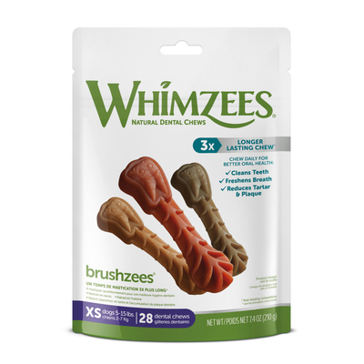 Whimzees Dog Brushzees Natural Dental Chews, Daily Use Pack