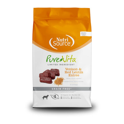 PureVita Grain Free Venison and Red Lentils Entrée Dog Dry Food, 4-lb