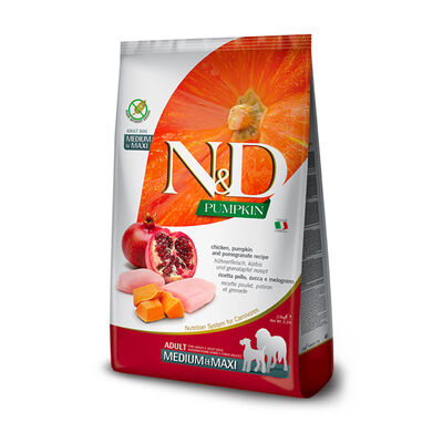 Farmina N&D Pumpkin, Chicken And Pomegranate Grain-Free Adult Medium & Maxi Dry Dog Food, 26.4-lb