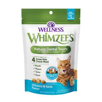 WHIMZEES Cat Natural Dental Treat Bag - Chicken & Tuna Flavor, 4.5-oz