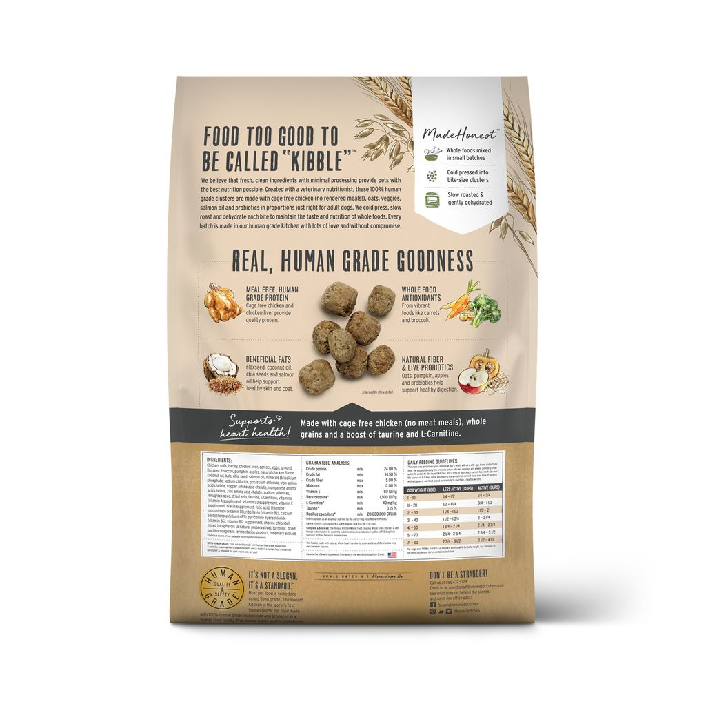 The Honest Kitchen Whole Grain Chicken & Oat Whole Food Clusters Dry Dog Food, 20-lb image number null