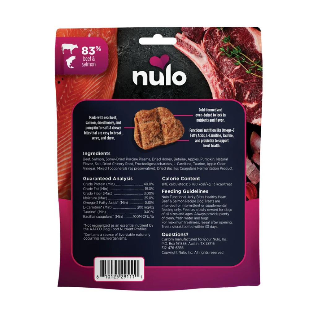 Nulo Functional Healthy Heart Beef & Salmon Grain-Free Dog Jerky Treats, 5-oz image number null