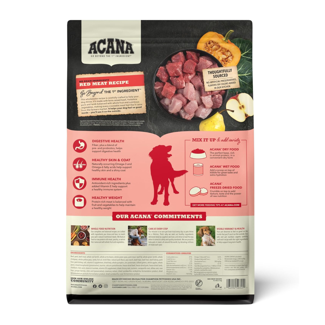 Acana Red Meat Recipe Grain-Free Dog Food, 4.5-lb image number null