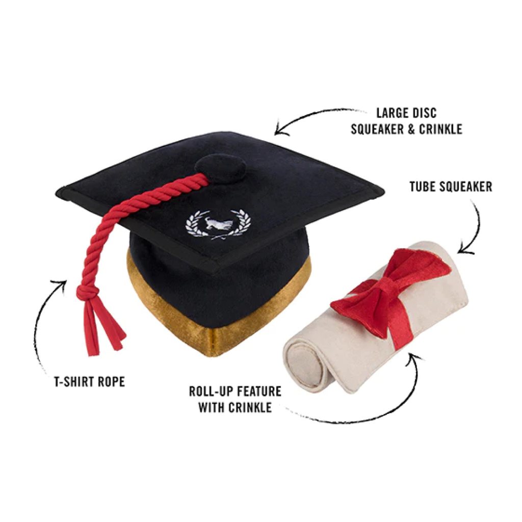 P.L.A.Y. Pet Graduation Cap Back to School Plush Toy, 1-count image number null