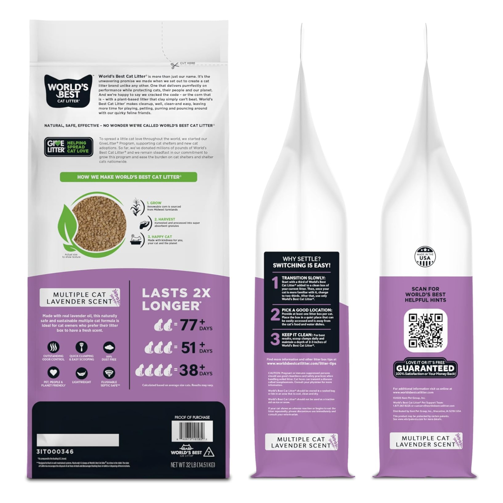 World's Best Multi Cat Lavender Scented Clumping Corn Cat Litter image number null