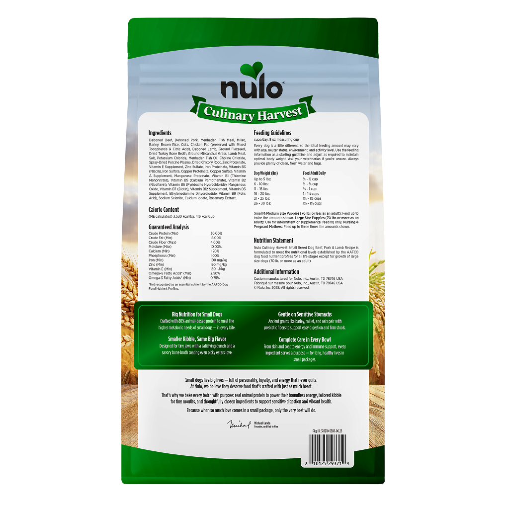 Nulo Small Breed Culinary Harvest Beef, Pork & Lamb Dry food, 10-lb image number null