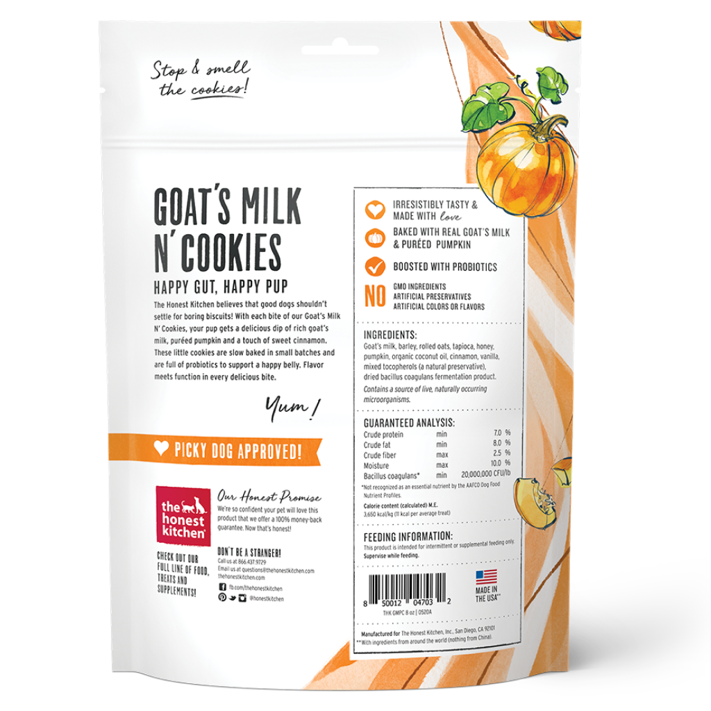 The Honest Kitchen Goat's Milk N' Cookies: Slow Baked with Pumpkin, 8-oz Bag image number null