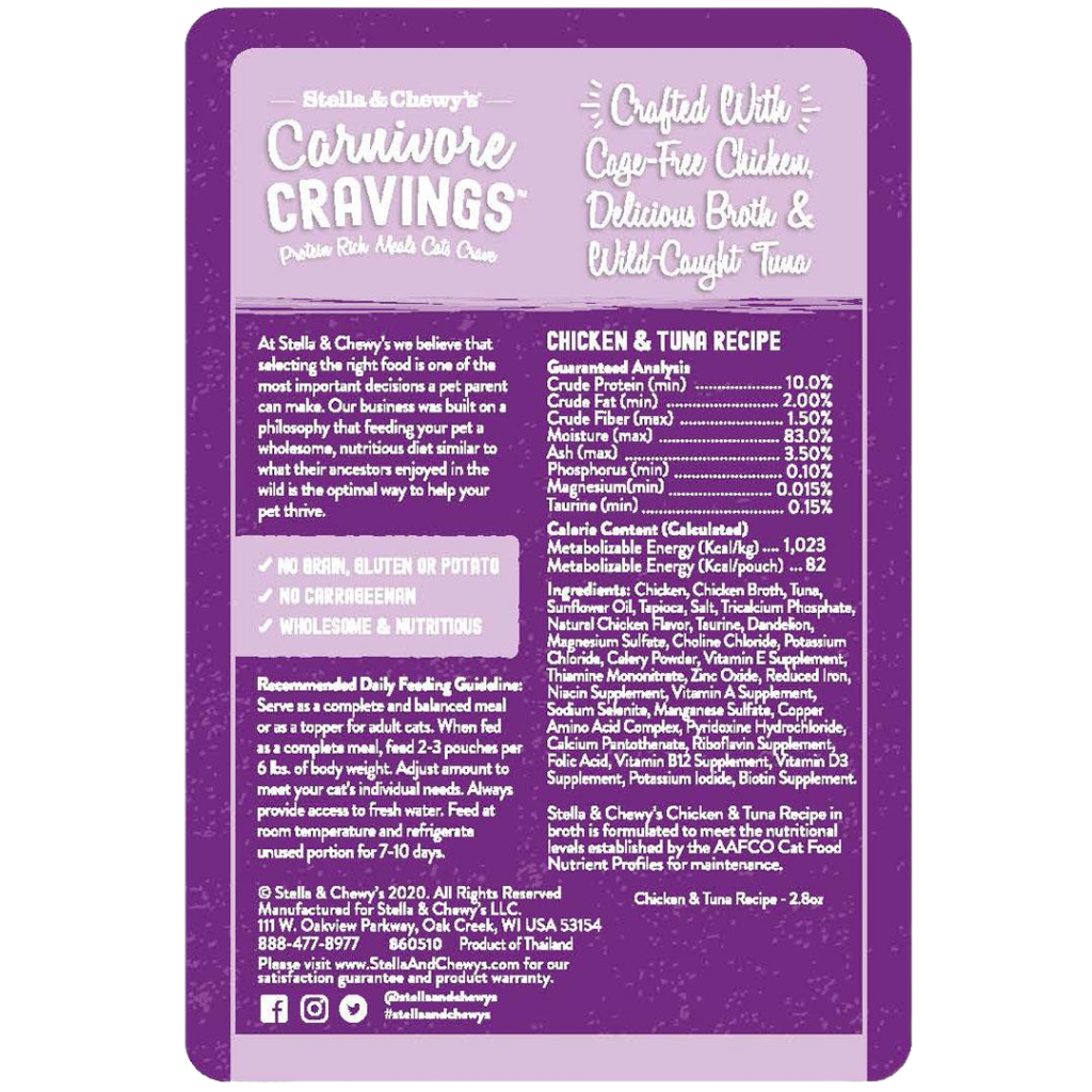 Stella & Chewy's Cat Carnivore Cravings, Chicken & Tuna Recipe, 2.8-oz image number null