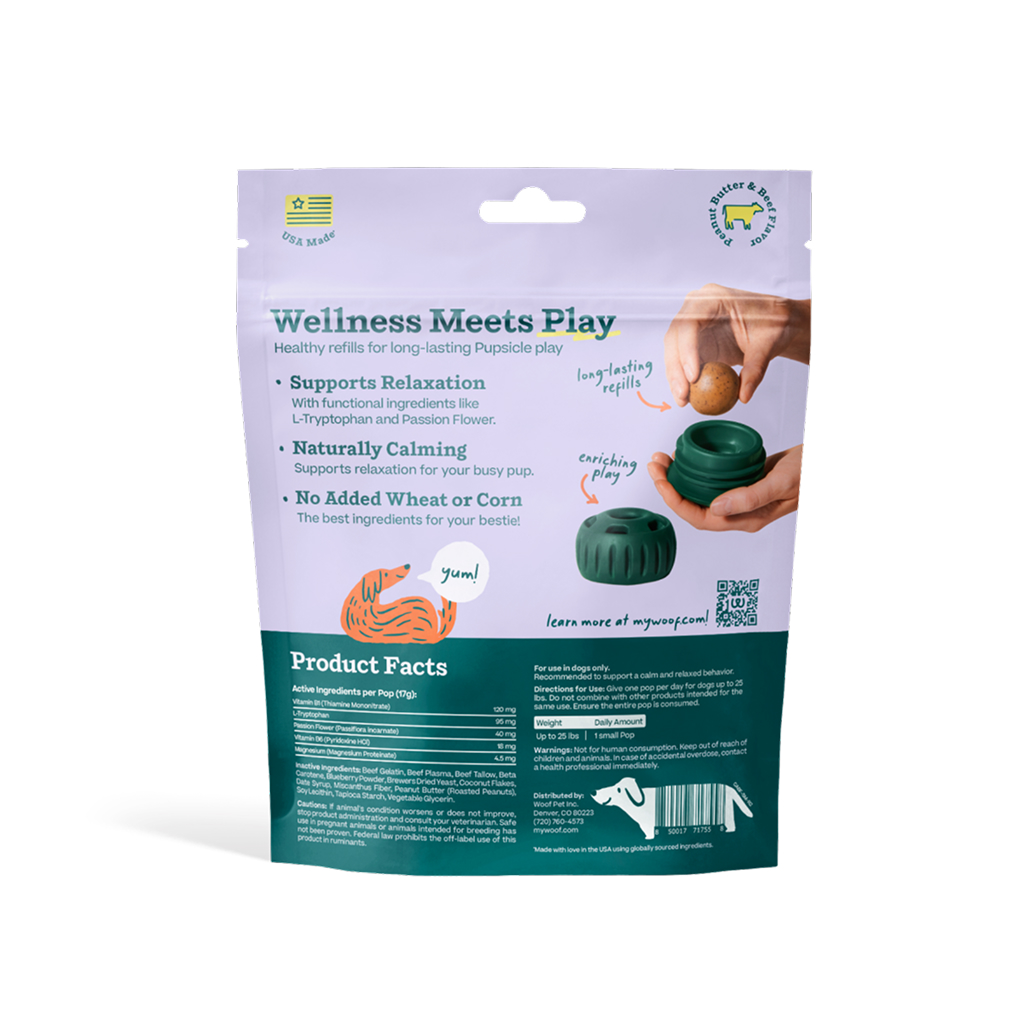 Woof Refillable Calming Wellness Pops for Dog Treats, 12-oz,  Extra Large image number null