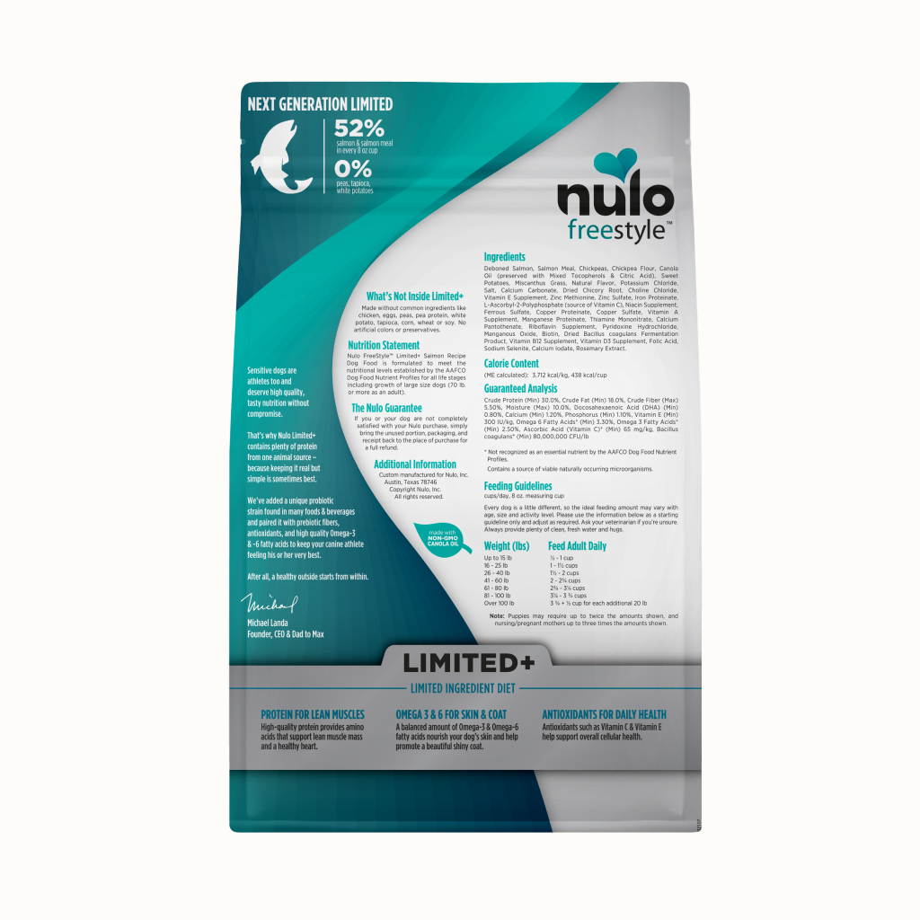 Nulo FreeStyle Puppy & Adult Dog Limited+ Grain-Free Salmon Bag, 4-lb image number null